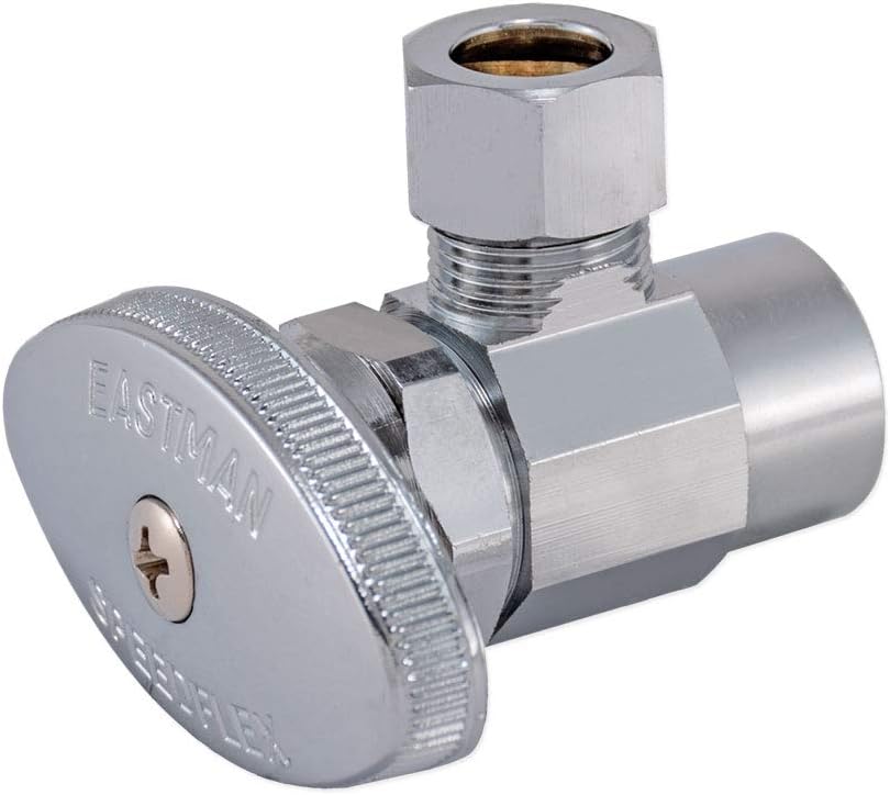 Castman 04387LF Multi-Turn Angle Stop Valve, 1/2 inch Nom Sweat x 3/8 inch OD Comp, Chrome