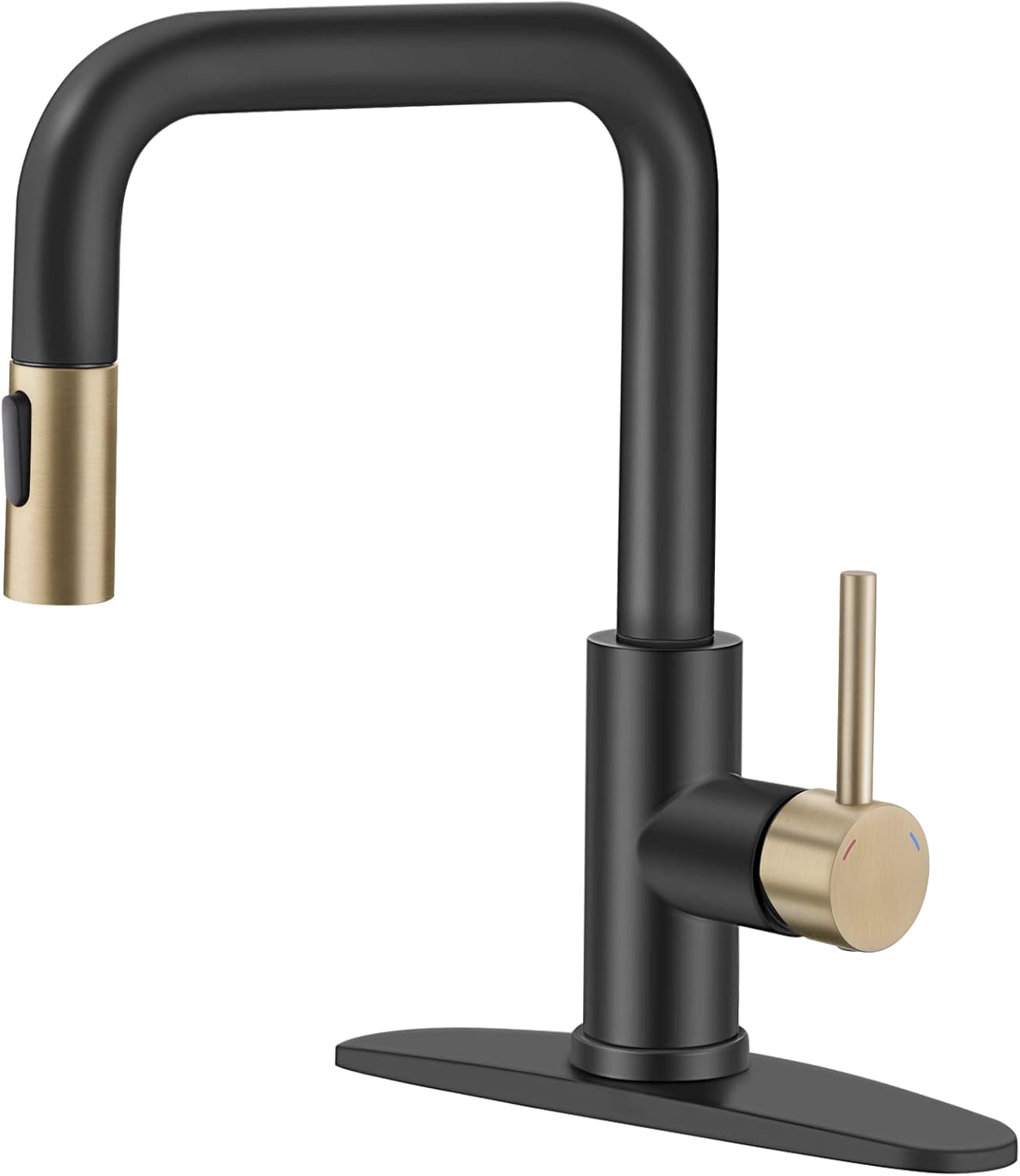 Kitchen Faucet with Pull Down Sprayer Black and Brushed Gold Single Handle Pull Out Kitchen Sink Faucets Stainless Steel