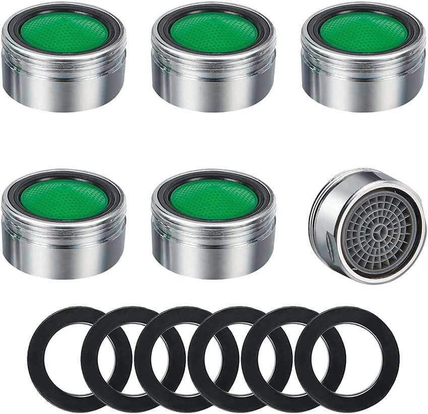Faucet Sink Aerator, 6 Pcs 24mm Water Tap Filter Diffuser Brass Replacement Part of Areator with Gasket for Kitchen Sink, Bathroom Faucet