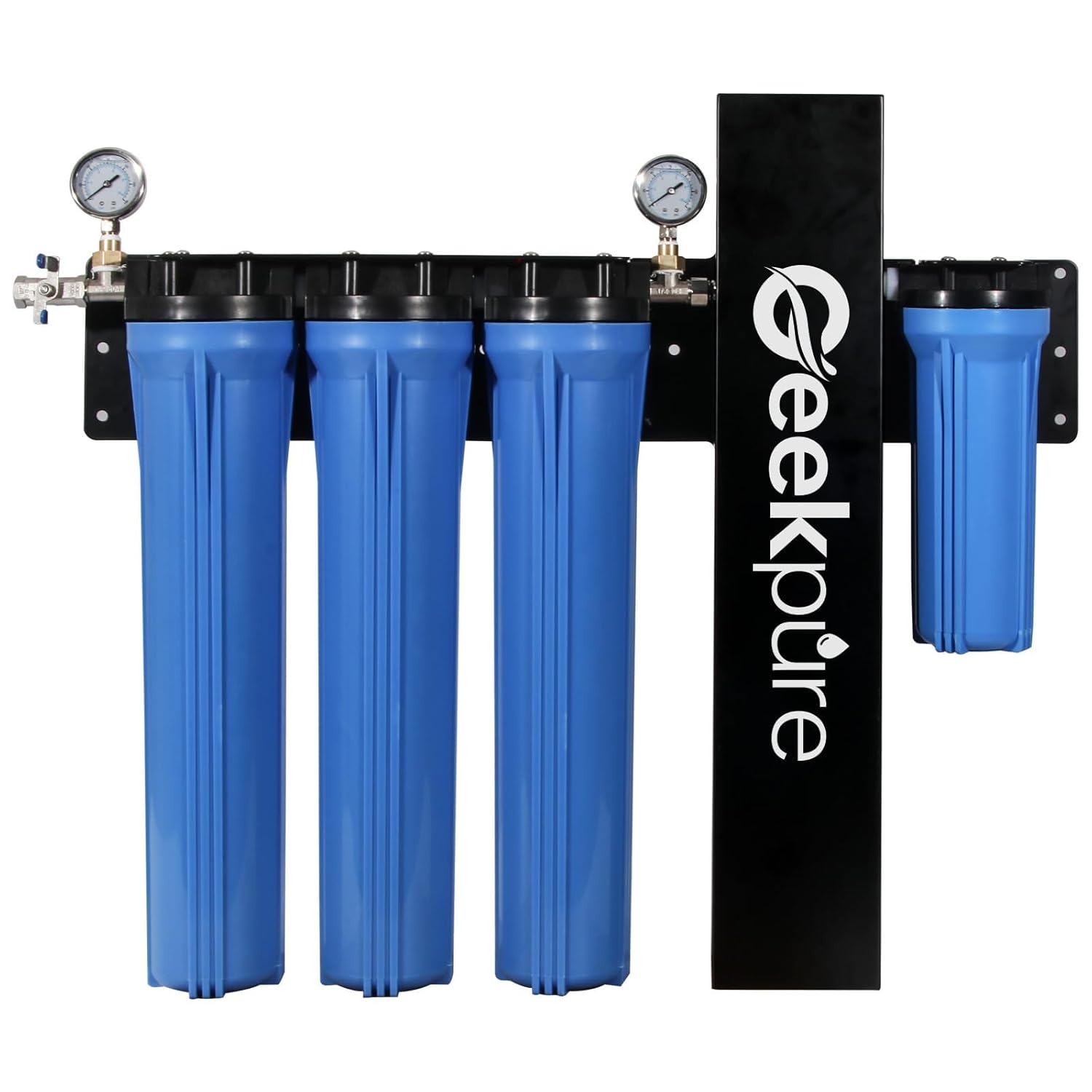 Geekpure 5 Stage Whole House Water Filter System with 2.5 x 20 5 Micron PP Sediment + Carbon Filters and 6 GPM UV