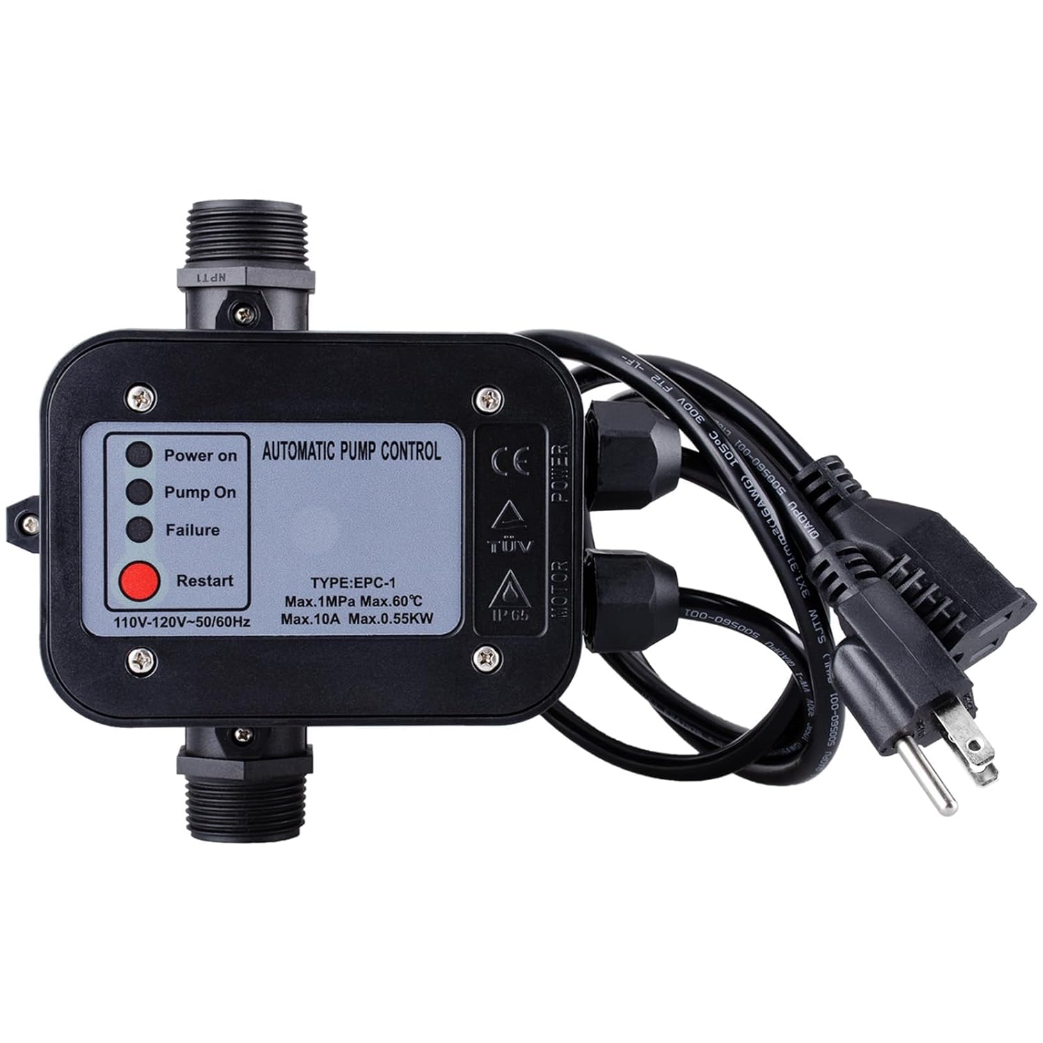 Smart Water Pump Pressure Controller - Automatic Electronic Switch, Adjustable Pressure Range 1.5-2.5bar, Easy Plug-and-Play, 110-120V