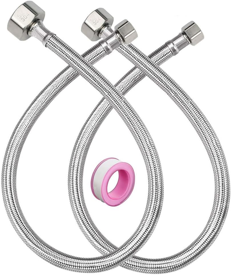 24" Faucet Supply Line,3/8" Comp x 1/2" FIP Kitchen Sink to Water Supply,Stainless Steel Braided Faucet Connector