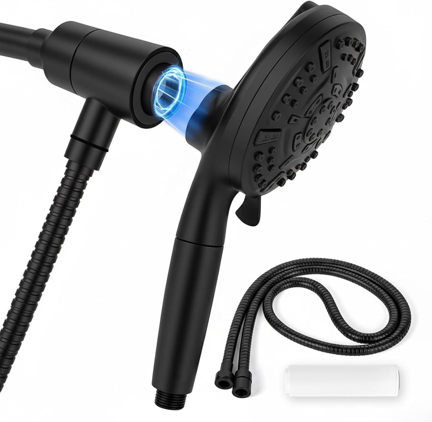 High Pressure 10-Mode Handheld Shower Head with Chlorine Removal Filter, Anti-Clog Nozzles & Built-in Power Wash – Magnetic Connection