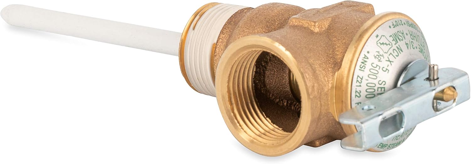 Camco 10471/10473 RV 3/4-Inch Temperature and Pressure Relief Valve with 4-Inch Probe