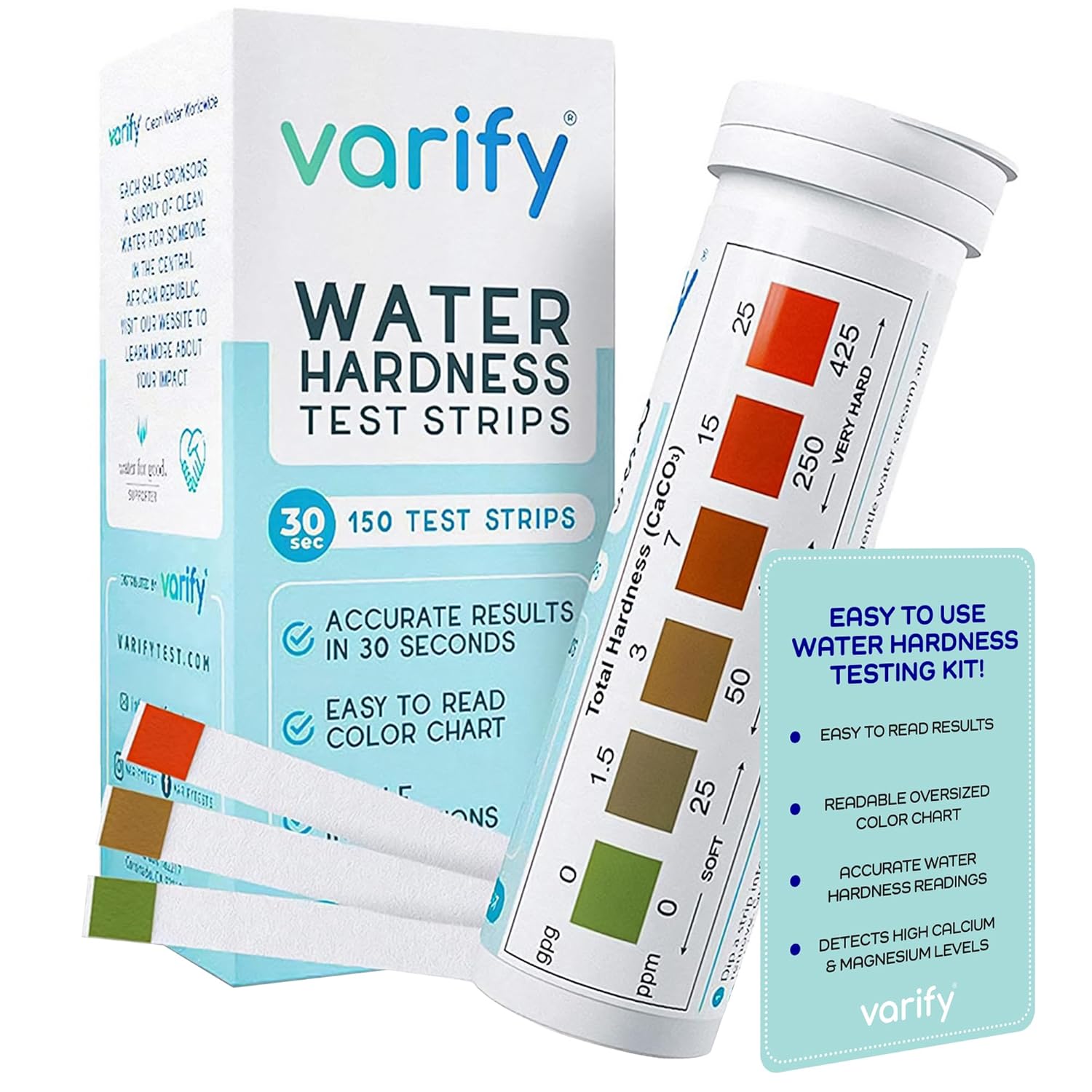 Premium Water Hardness Test Kit | Fast and Accurate Hard Water Quality Testing Strips for Water Softener Dishwasher Well Spa Pool, etc. | 150 strips